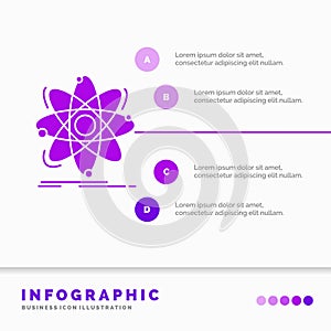 Atom, science, chemistry, Physics, nuclear Infographics Template for Website and Presentation. GLyph Purple icon infographic style