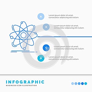 Atom, science, chemistry, Physics, nuclear Infographics Template for Website and Presentation. Line Blue icon infographic style