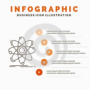 Atom, science, chemistry, Physics, nuclear Infographics Template for Website and Presentation. Line Gray icon with Orange