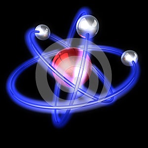 Atom structure on a black background