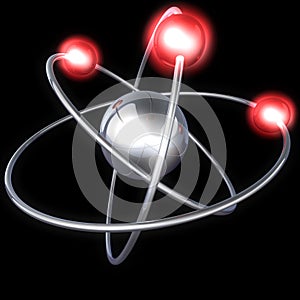 Atom structure on a black background