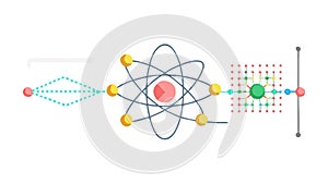 Atom Structure with Data Flow Lines, vector design Generative AI