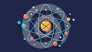 Atom structure icon form lines, triangles and particle style design. Illustration vector