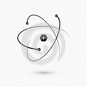 Atom structure nucleus and electrons. Atom icon.  vector illustration isolated on transparent background