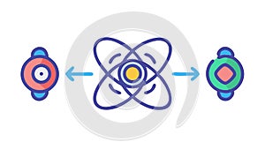 Atom structure and quantum physics for advanced particle science research, vector design Generative AI