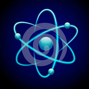 Atom symbol 3d blue