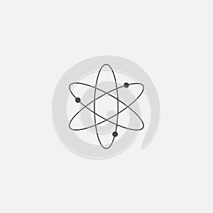 Atom symbol for web in trendy flat style isolated on grey background