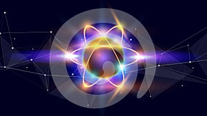 Atom - a symbolic image of an elementary particle photo