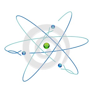 Atom symbols of nuclear energy icon. Scientific research and molecular chemistry. Vector atomic structure with orbital