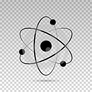 Atom. Vector icon atom. Logo atomic neutron isolated on transparent background. Nuclear atom. Icon nucleus. Orbit spin. Proton