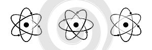 Atom vector icon set. Atom symbol flat collection