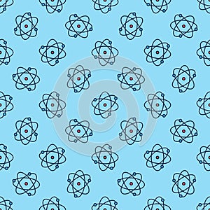 Atom vector Molecule concept modern blue seamless pattern