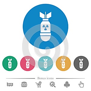 Atomic bomb flat round icons photo