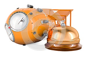 Atomic bomb, nuclear weapon with reception bell. 3D rendering
