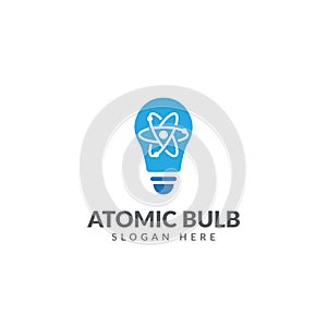 Atomic bulb logo or icon template