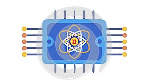 Atomic Circuitry Technology Vector, Quantum Computing and Scientific Innovation Icon, vector design Generative AI