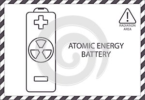 Atomic energy battery. Radiation area. Outline nuclear icon. Radioactive sign attention uranium line art illustration vector eps