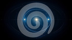 Atomic Model with Electrons Orbiting Nucleus photo