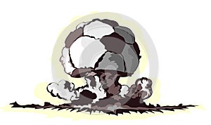 Atomic mushroom in form of soccer ball