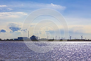 Atomic nuclear power station wadden sea tidelands coast landscape Germany
