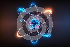 Atomic nucleus electrons neutrons protons. model shows that an atom is mostly empty space, with electrons orbiting a