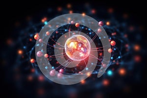 Atomic nucleus electrons neutrons protons. model shows that an atom is mostly empty space, with electrons orbiting a