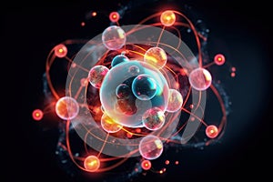 Atomic nucleus electrons neutrons protons. model shows that an atom is mostly empty space, with electrons orbiting a