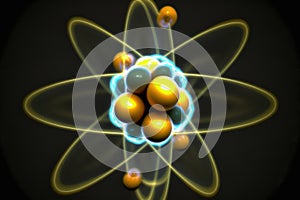 Atomic nucleus electrons neutrons protons. model shows that an atom is mostly empty space, with electrons orbiting a