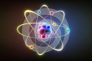 Atomic nucleus electrons neutrons protons. model shows that an atom is mostly empty space, with electrons orbiting a