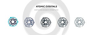 Atomic orbitals icon in different style vector illustration. two colored and black atomic orbitals vector icons designed in filled