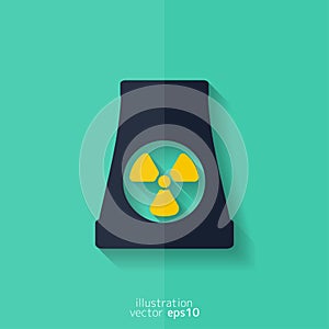 Atomic power station icon. Flat design.