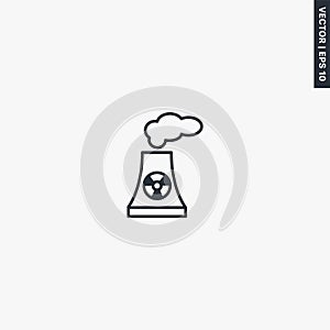 Atomic power station, linear style sign for mobile concept and web design