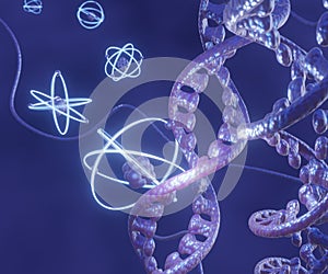 Atomic radiation on DNA strands