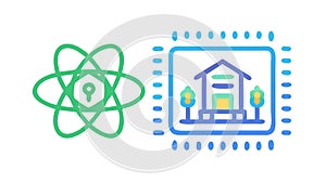 Atomic Science and Microchip Technology, vector design Generative AI