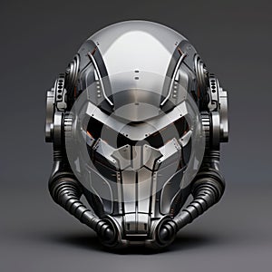 Atomic Soldier Helmet: Futuristic 3d Render With Strong Facial Expression