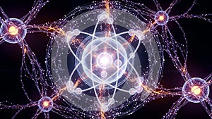 Atomic Structure with Electrons Orbiting Nucleus