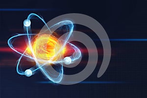 Atomic structure. Futuristic concept on the topic of nanotechnology in science