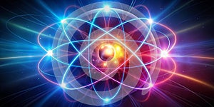 Atomic Structure with Glowing Orbits, Digital Art, Abstract, Science, Cosmos , atom , quantum
