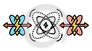 Atomic Structure Interconnected Energy Flow Vector, vector design Generative AI