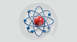 Atomic Structure: A Minimalist 3D Rendering of a Nucleus and Orbiting Electrons