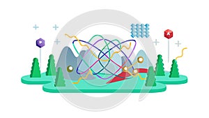 Atomic Structure in Nature, Science Environmental Fusion Icon, vector design Generative AI