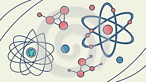 Atomic Structure, Quantum Physics, Molecular Science, vector design Generative AI