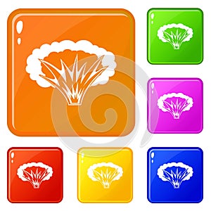 Atomical explosion icons set vector color