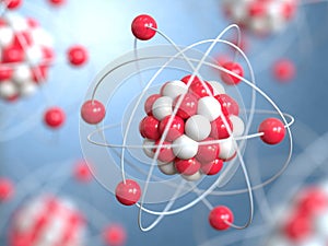 Atoms 3d rendering, protons neutrons and electrons