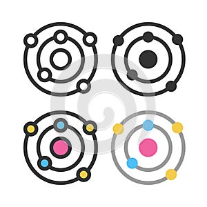 Atoms, molecules, dna, chromosomes outline vector icon set