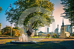 Atop of a hill overlooking mediecal Tallinn, Estonia