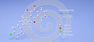 atovaquone molecule, molecular structures, antimicrobial medication, 3d model, Structural Chemical Formula and Atoms with Color