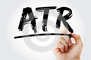 ATR - Average True Range acronym with marker, business concept background