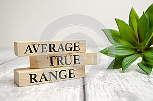 ATR Average True Range text on wooden block