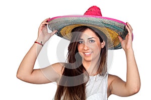 Atractive girl with a mexican hat